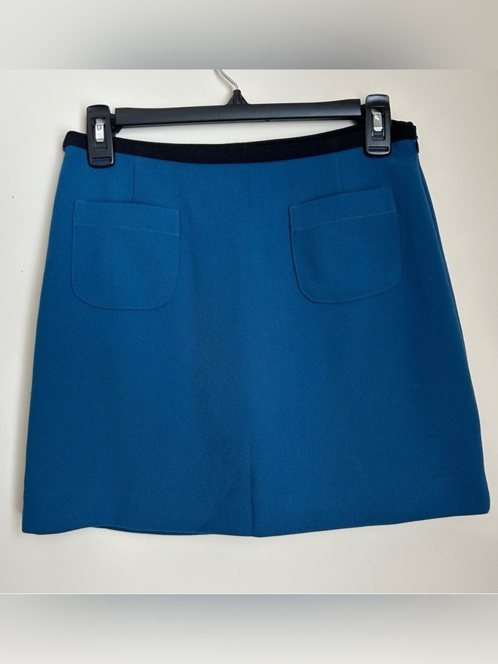Forever 21 Teal with Black Thin Waistband (2) Front Pockets Suit Mini Skirt Sz S